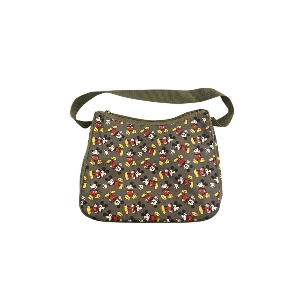 Disney Bag Insulated Mickey Mouse Olive Green Small Shoulder Tote Purse Nylon